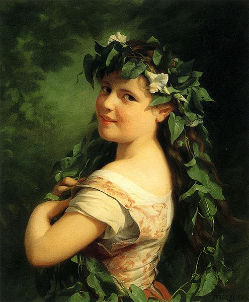 Fritz Zuber-Buhler Girl with wreath